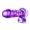Penis dildo z jajkami na przyssawce żelowe fioletowe 19 cm